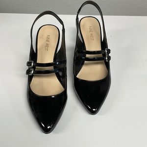 Nine West black patent leather heel